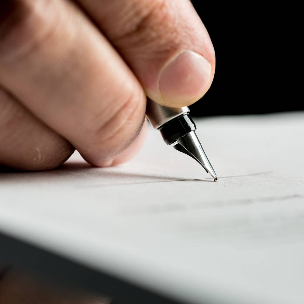 kredietverzekering, verzekering, ondertekening, krediet, hand, man